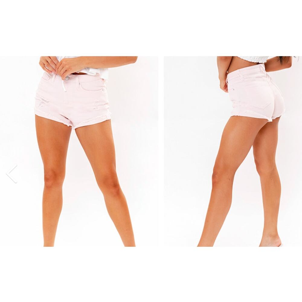 YMI High Rise Frayed Hem Roll Up Cuffed Shorts Juniors 7‎ 28 Festival Casual